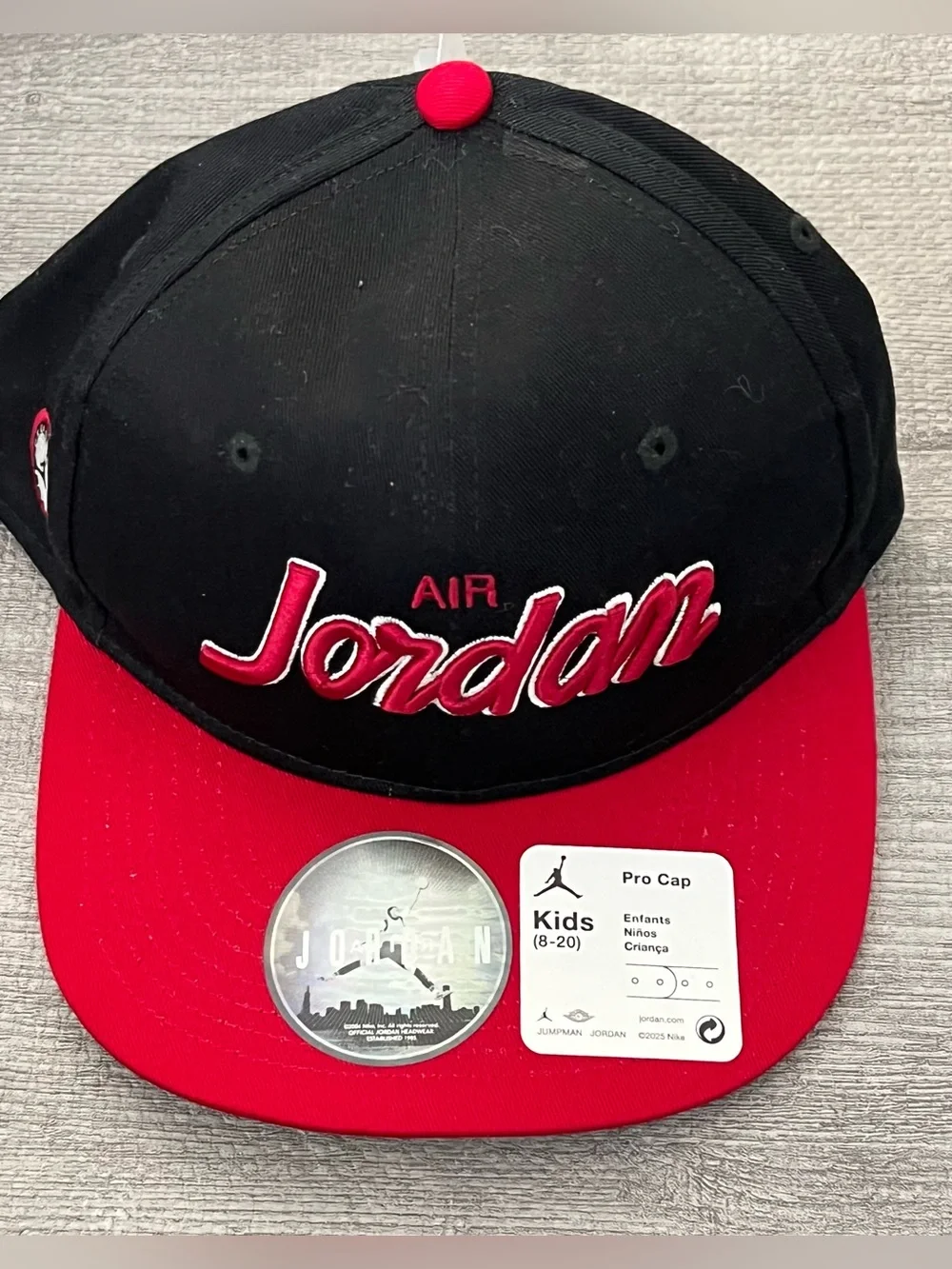 Jordan Pro Cap Boys Adjustable Snapback Hat Black/Red Jumpman Embroidered